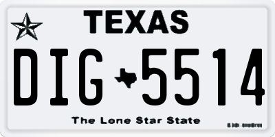 TX license plate DIG5514