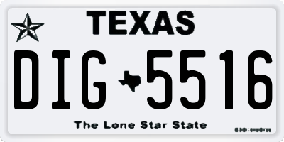 TX license plate DIG5516