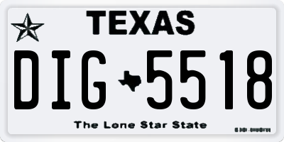 TX license plate DIG5518