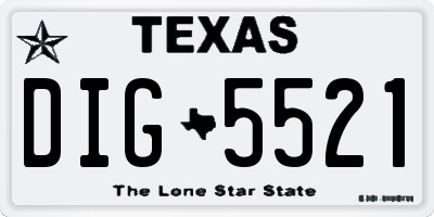 TX license plate DIG5521