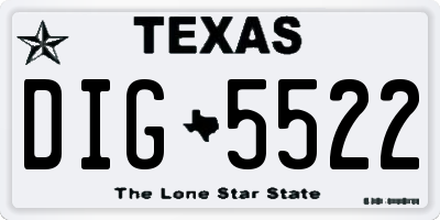 TX license plate DIG5522