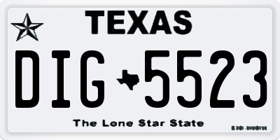 TX license plate DIG5523