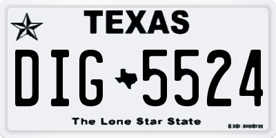 TX license plate DIG5524