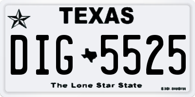 TX license plate DIG5525