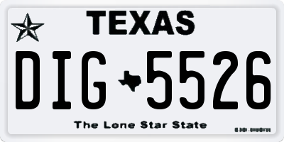 TX license plate DIG5526