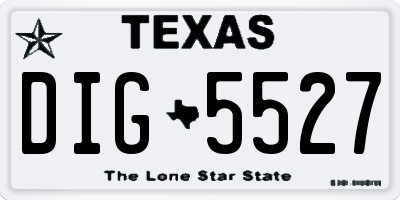 TX license plate DIG5527