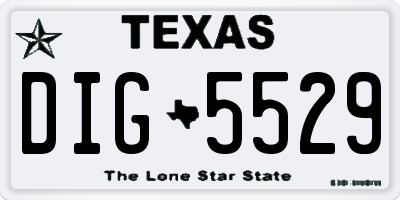 TX license plate DIG5529