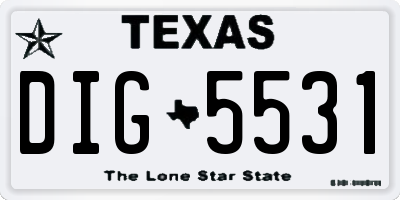 TX license plate DIG5531