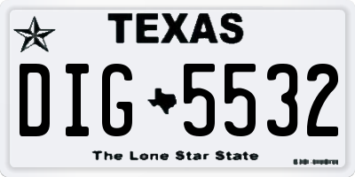 TX license plate DIG5532