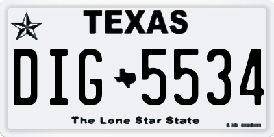 TX license plate DIG5534