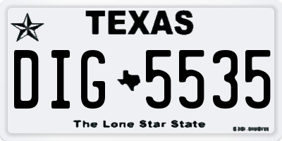 TX license plate DIG5535