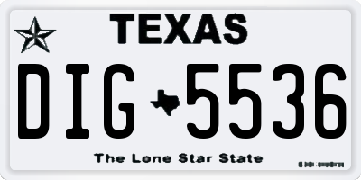 TX license plate DIG5536
