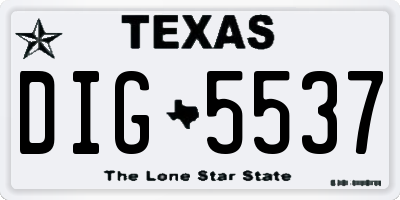 TX license plate DIG5537