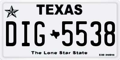 TX license plate DIG5538
