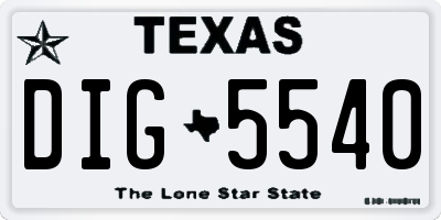TX license plate DIG5540