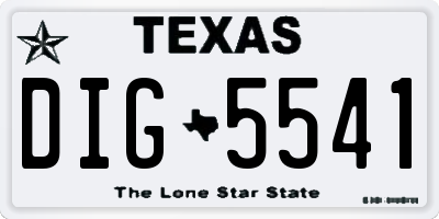 TX license plate DIG5541
