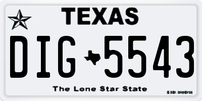 TX license plate DIG5543