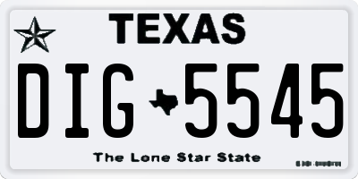 TX license plate DIG5545
