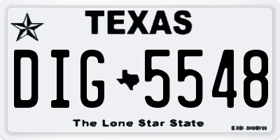 TX license plate DIG5548
