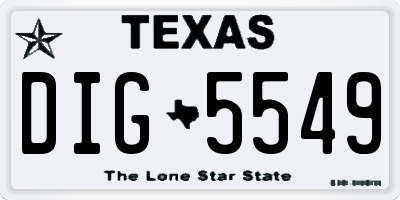 TX license plate DIG5549