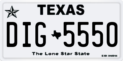 TX license plate DIG5550