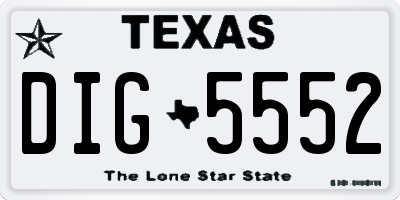 TX license plate DIG5552