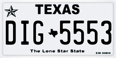 TX license plate DIG5553