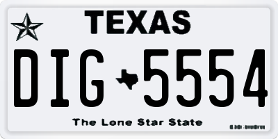 TX license plate DIG5554