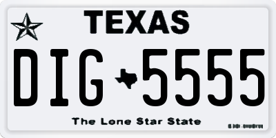 TX license plate DIG5555