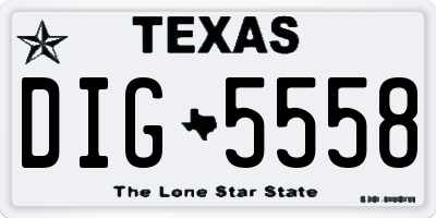 TX license plate DIG5558