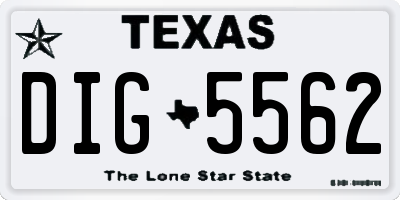 TX license plate DIG5562