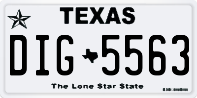 TX license plate DIG5563