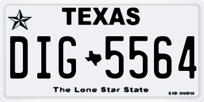 TX license plate DIG5564