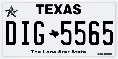 TX license plate DIG5565
