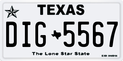 TX license plate DIG5567