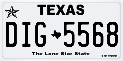 TX license plate DIG5568