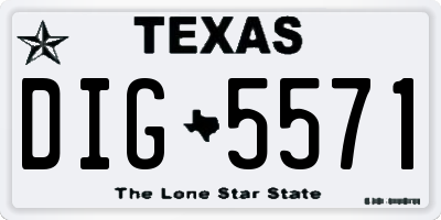 TX license plate DIG5571