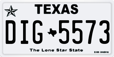 TX license plate DIG5573