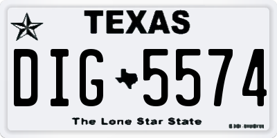 TX license plate DIG5574