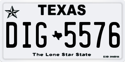 TX license plate DIG5576