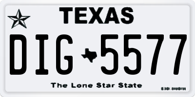 TX license plate DIG5577