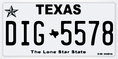 TX license plate DIG5578