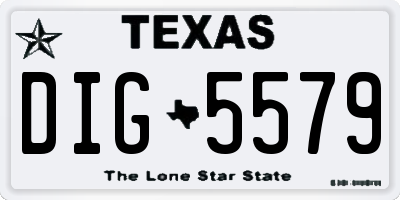 TX license plate DIG5579