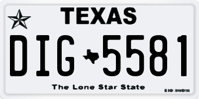TX license plate DIG5581