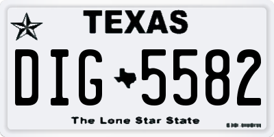 TX license plate DIG5582