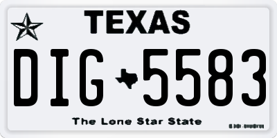 TX license plate DIG5583