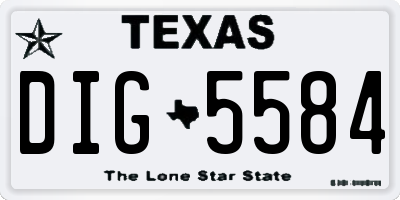 TX license plate DIG5584