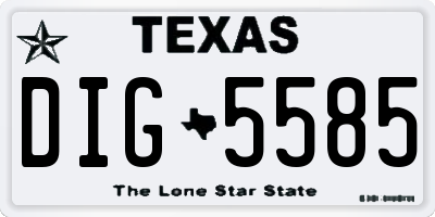 TX license plate DIG5585