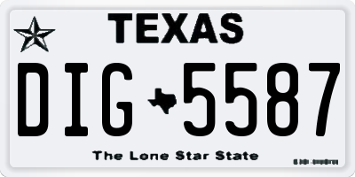 TX license plate DIG5587