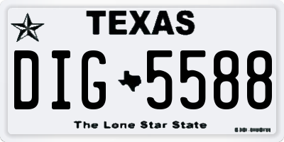 TX license plate DIG5588